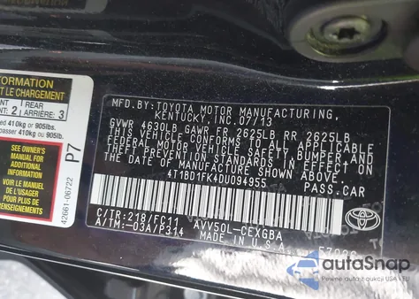 2013 Toyota Camry Hybrid Xle z USA, uszkodzony, nr VIN 4T1BD1FK4DU094955